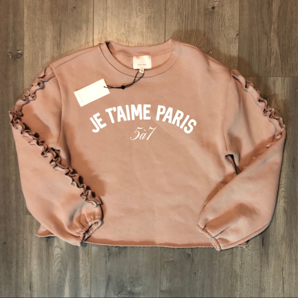 NWT Cinq a Sept Ruffle Sleeve Sweater Mauve Small